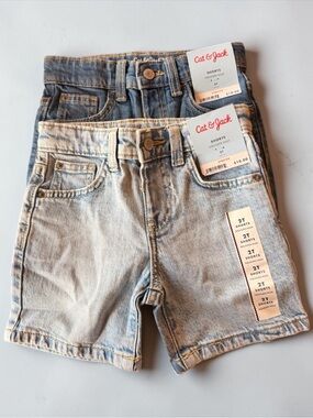 Cat & Jack Denim Shorts Bundle 2T Adjustable Waist Toddler Boy (2 Pairs) NWT